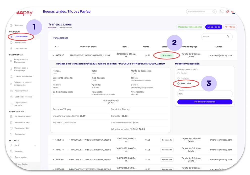 How do I refund a transaction? — screen 22