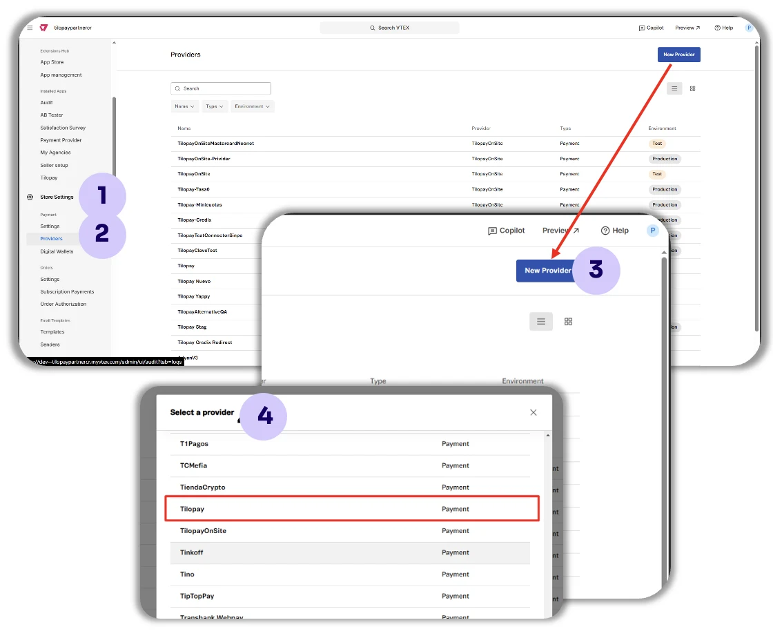 How Do I Configure the Tilopay Payment Method for Credit or Debit Card Payments in VTEX Payment Terms? — screen 50