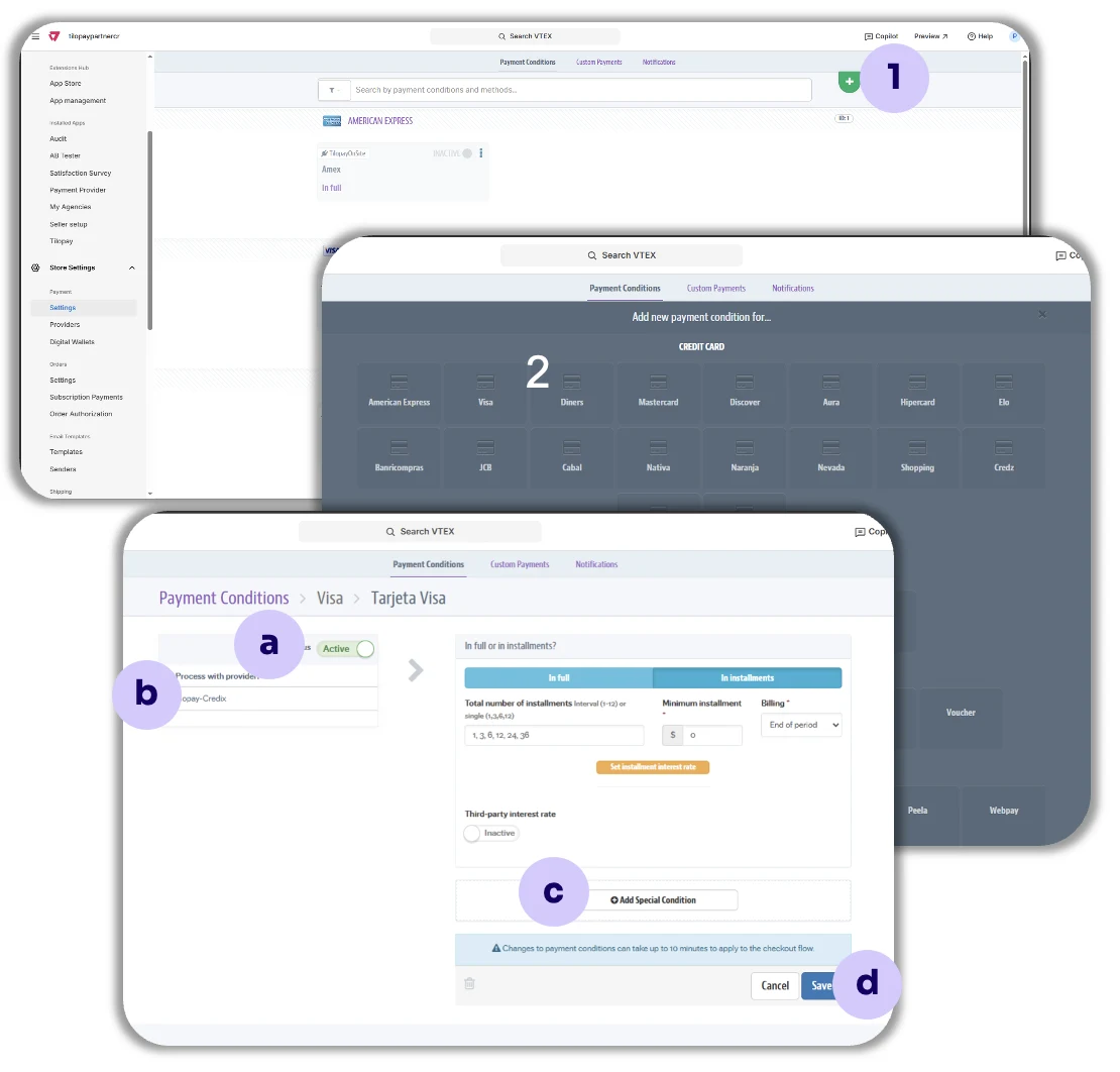 How Do I Configure the Tilopay Payment Method for Credit or Debit Card Payments in VTEX Payment Terms? — screen 52