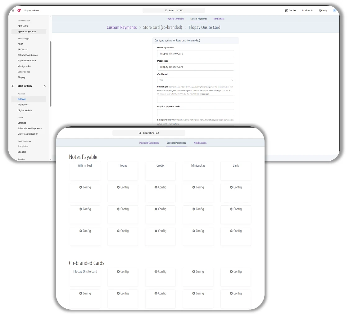 How Do I Configure the Tilopay Payment Method for Credit or Debit Card Payments in VTEX Payment Terms? — screen 53