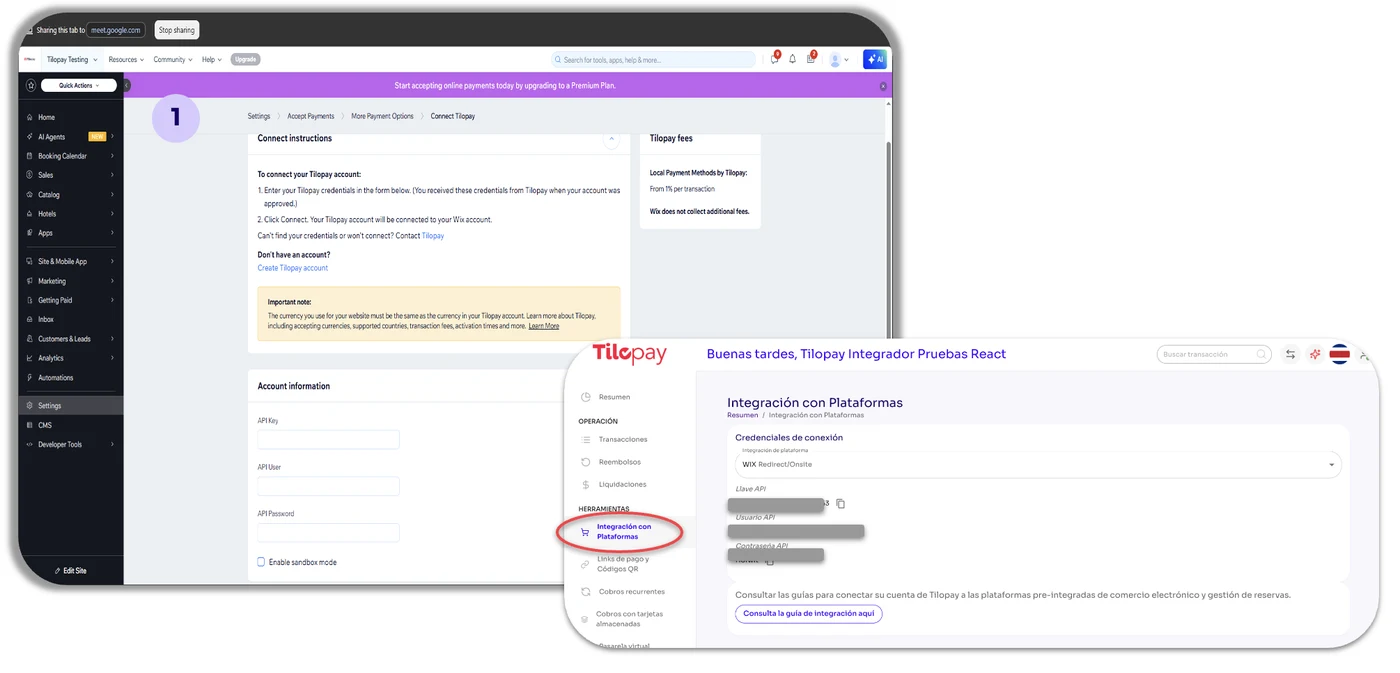 How Do I Set Up the Tilopay Payment Method for Credit or Debit Card Payments in WIX? — screen 65