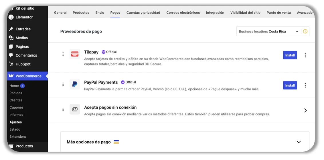 How do you set up the Tilopay Payment Method for credit or debit card payments in WooCommerce? — screen 72