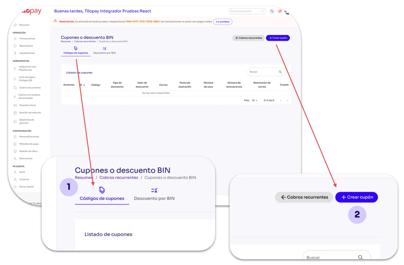 How do I create coupons for a plan in Subscription Payments? — screen 105