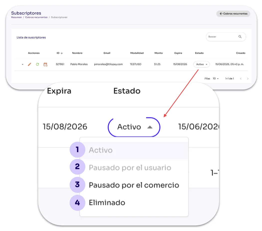 How do I view a plan's subscribers in Subscription Billing? — screen 110