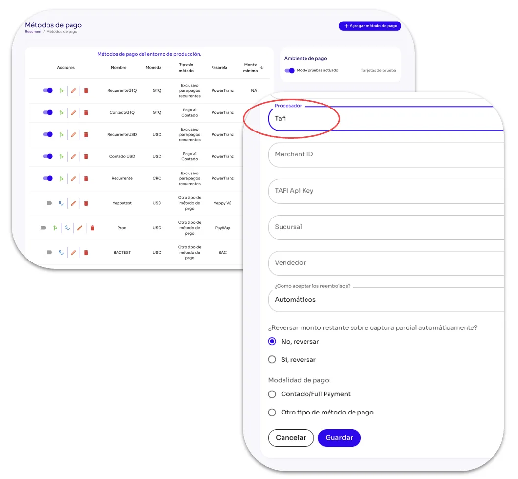 How Do I Add Tafi as a Payment Method in Tilopay? — screen 188