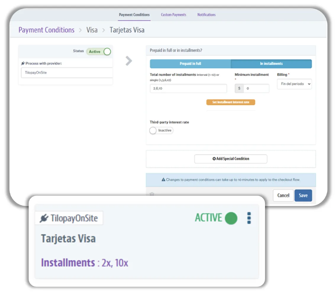 How Do I Configure the Tilopay Payment Method for Installment Payments in VTEX Payment Terms? — screen 59