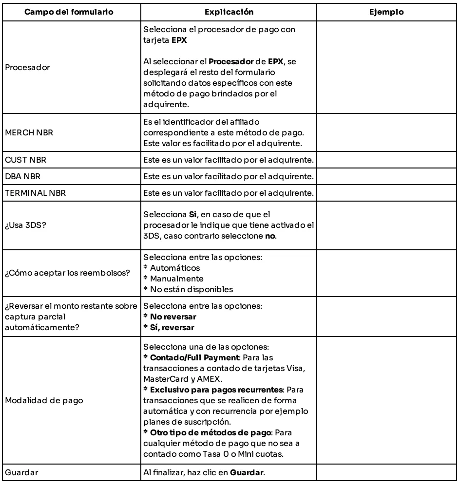 How Do I Add the EPX Payment Method in Tilopay? — table 177
